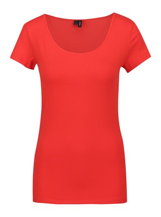 Červené basic tričko s krátkym rukávom VERO MODA Maxi 