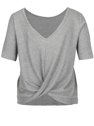 Sivé pruhované tričko s prekladanou zadnou časťou VERO MODA Kaitlyn 