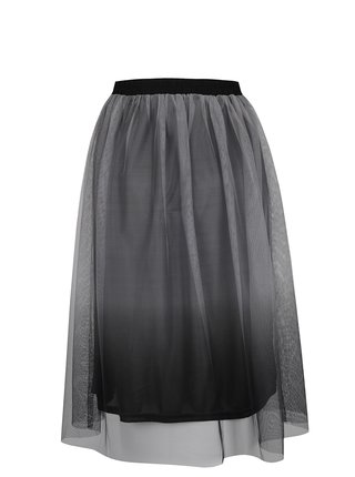 Čierna polodlhá sukňa s ľahkou sieťkou ONLY Kima 