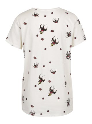 Biele tričko s motívmi vtáčikov ONLY Kira 