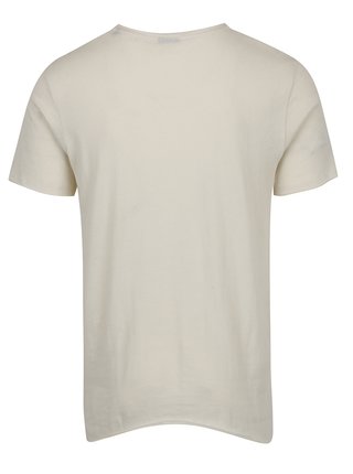 Krémové asymetrické tričko s krátkým rukávem Jack & Jones Hem