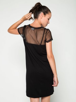 Čierne voľné šaty s všitým priesvitným tričkom Noisy May Trinna  