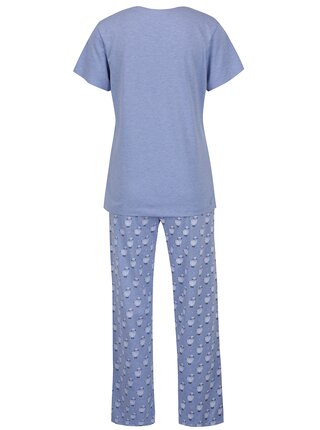 Modré žíhané dámsky pyžamo s potlačou ovečiek M&Co