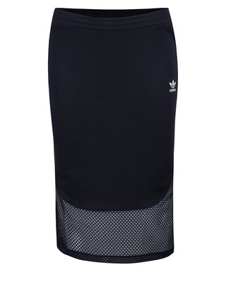 Tmavomodrá midi sukňa so sieťovanou spodnou časťou adidas Originals
