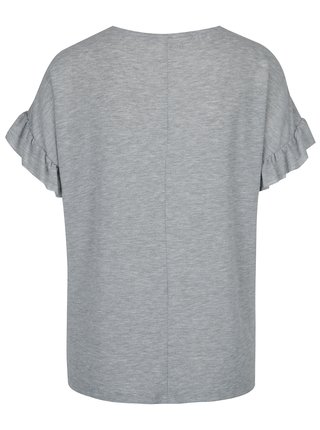 Sivé tričko s volánmi na rukávoch VERO MODA Elora