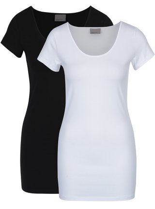 Súprava dvoch basic tričiek v čiernej a bielej farbe VERO MODA Maxi
