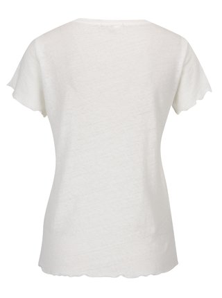 Krémové ľanové dámske tričko s nášivkami kolibríkov Pepe Jeans Bibi
