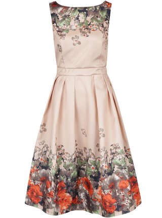 Béžové šaty s potlačou kvetín Mela London