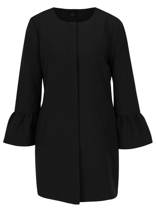 Čierny kabát s volánovými rukávmi ONLY Chai