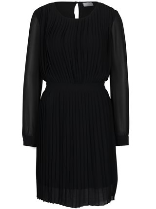 Čierne plisované šaty s prestrihom na chrbte VILA Millie