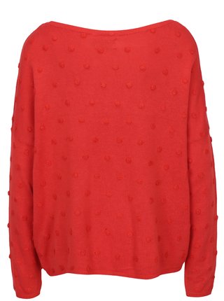 Červený voľný sveter s plastickými detailmi ONLY Liv