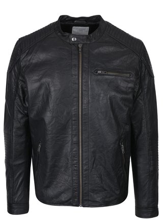 Černá kožená bunda Jack & Jones Cop