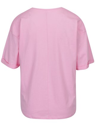 Ružové voľné tričko s vyšitým nápisom ONLY Girl Boss