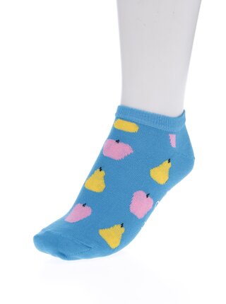 Modré dámske členkové ponožky s motívom ovocia Happy Socks