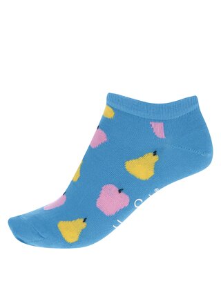 Modré dámske členkové ponožky s motívom ovocia Happy Socks