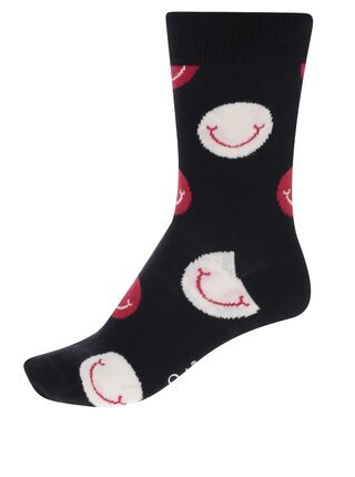 Čierne dámske ponožky s motívom smajlíkov Happy Socks Smile