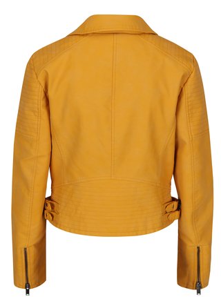 Žltá koženková bunda s prešívanými detailmi ONLY Rush