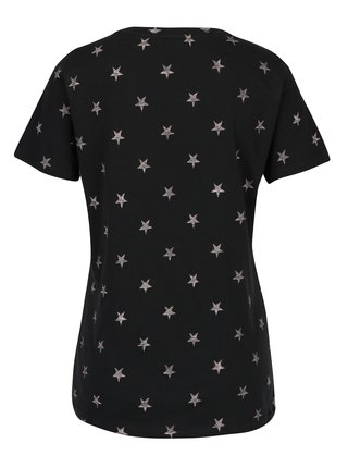 Čierne tričko s potlačou hviezd a flitrami ONLY Star