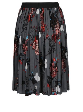 Tmavosivá kvetovaná plisovaná sukňa ONLY Riga
