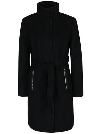 Čierny kabát s opaskom VERO MODA Prato