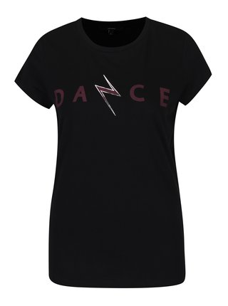 Čierne tričko s krátkym rukávom a potlačou VERO MODA Dance Studio
