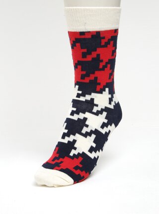 Krémovo-modré dámske vzorované ponožky Happy Socks Dogtooth