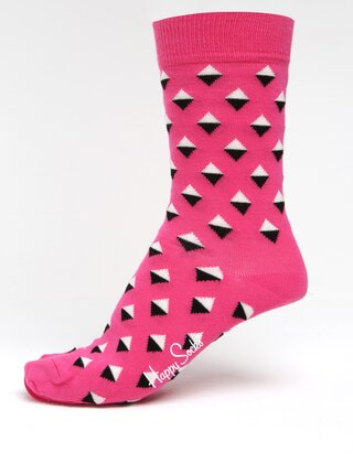 Ružové dámske vzorované ponožky Happy Socks Diamond
