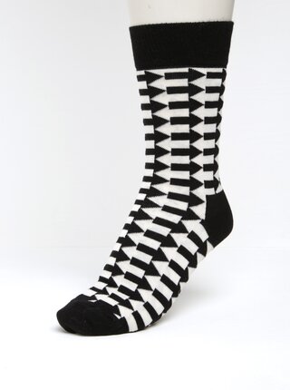Krémovo-čierne dámske vzorované ponožky Happy Socks Direction
