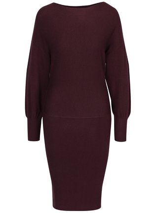 Vínové svetrové šaty s dlhým rukávom VILA Noma
