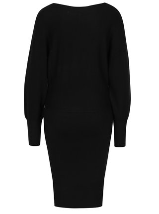 Čierne svetrové šaty s dlhým rukávom VILA Noma