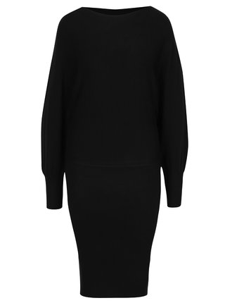 Čierne svetrové šaty s dlhým rukávom VILA Noma