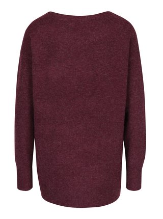 Vínový melírovaný oversize sveter s prímesou vlny z alpaky VERO MODA Colma