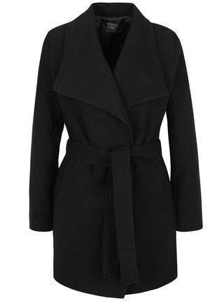 Čierny kabát so zaväzovaním v páse ZOOT