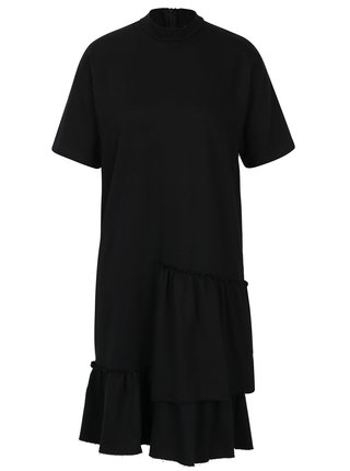 Čierne asymetrické šaty s volánmi Noisy May Haus