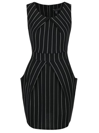 Čierne pruhované puzdrové šaty bez rukávov Mela London