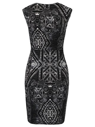 Čierne vzorované puzdrové šaty s detailom v zlatej farbe Mela London