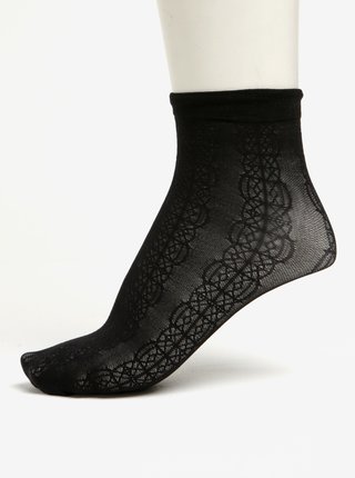Čierne priesvitné čipkované ponožky Pieces Crille