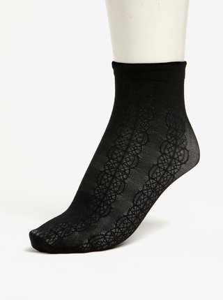 Čierne priesvitné čipkované ponožky Pieces Crille
