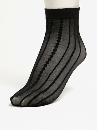 Čierne priesvitné vzorované ponožky Pieces Crille
