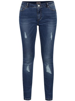Modré skinny džíny s potrhaným efektem ONLY Carmen