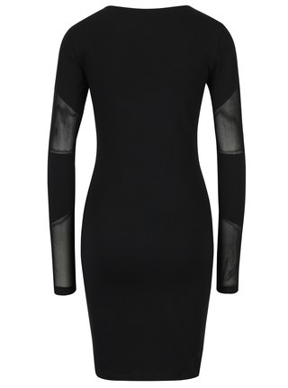 Čierne šaty s priehľadnými detailmi Noisy May Laila