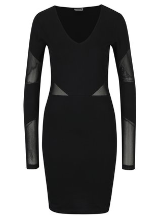 Čierne šaty s priehľadnými detailmi Noisy May Laila
