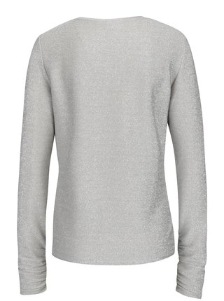 Trblietavé tričko v striebornej farbe s dlhým rukávom VILA Clima