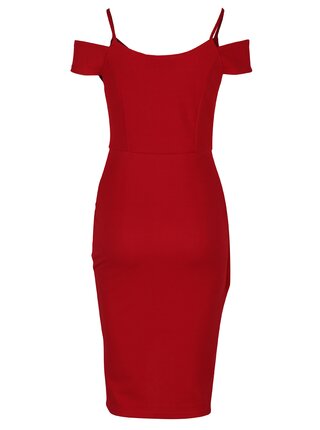 Červené puzdrové prekladané šaty s odhalenými ramenami AX Paris