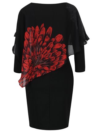 Černé šaty s květovaným volánem Desigual Alexandre