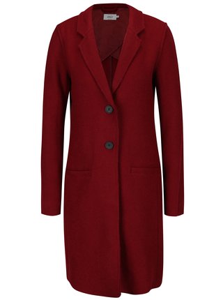 Červený kabát s prímesou vlny ONLY New Ella