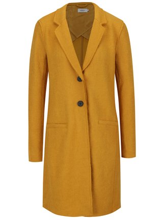 Žltý kabát s prímesou vlny ONLY New Ella