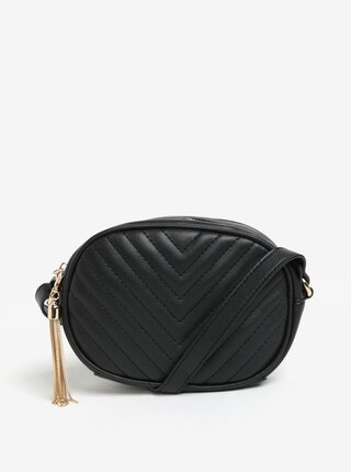 Čierna prešívaná crossbody kabelka so strapcom MISSGUIDED