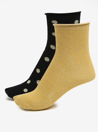 Darčeková súprava dvoch párov dámskych ponožiek v čiernej a žltej farbe ONLY Disla