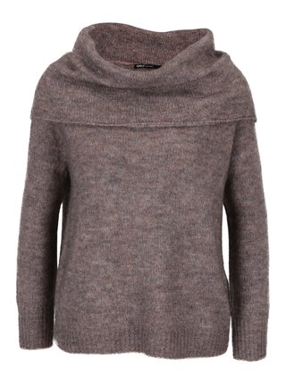 Hnedý oversize sveter s prímesou vlny ONLY Bergen